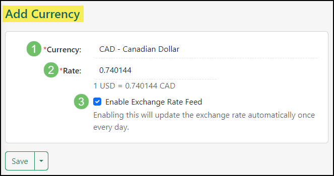 Image of the Add Currency Options