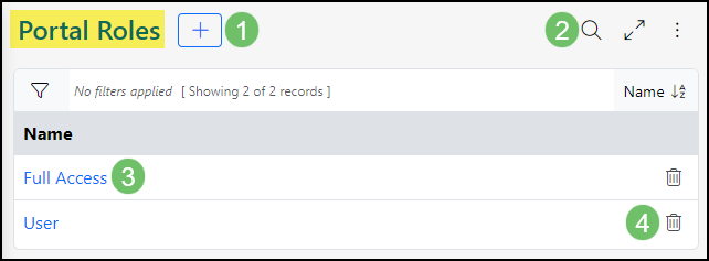 Image of the CV Portal Roles page within Striven