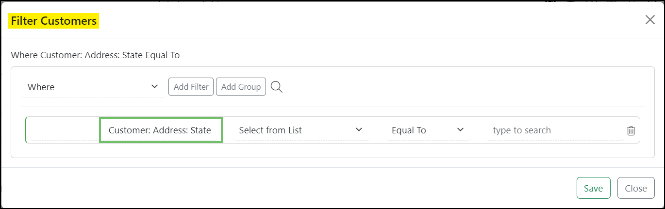 Image of a filter displaying a dataset relationship