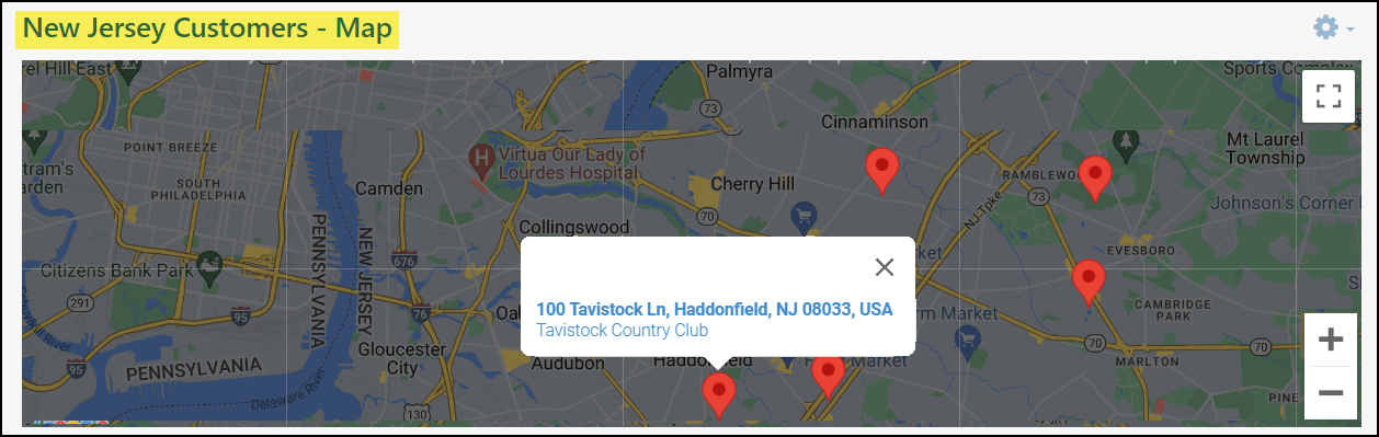 Example of the Report Data disaplyed as pins on a MapIT map