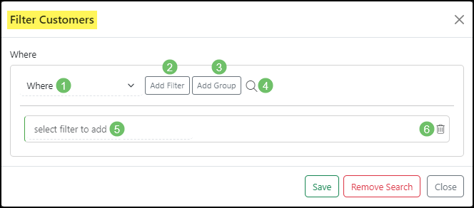 Image of the Filter Report window, allowing you to select the filters for your report