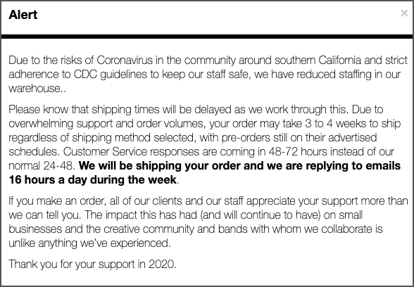 customer shipping delay message